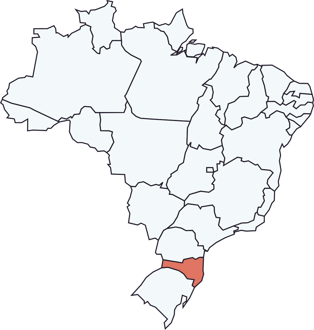 Map of Brazil with Santa Catarina highlighted