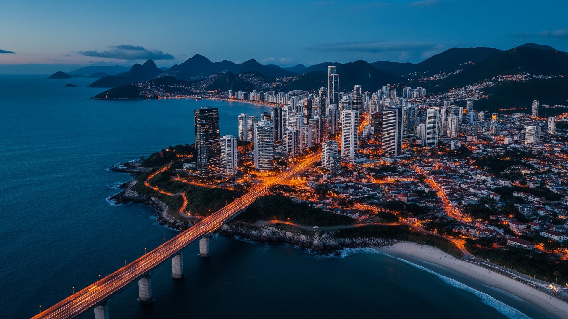 Florianópolis skyline at twilight